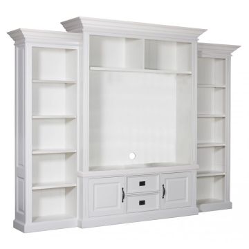 TV-Wand Landhausstil York Shabby chic mit 2 Türen 2 Schubladen