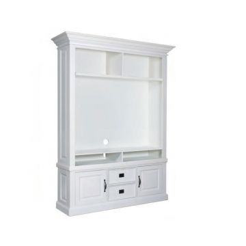 Fernsehschrank Landhausstil York Shabby chic mit Boden 2 Türen 2 Schubladen _ Schmuckseite mit Rahmenfüllung