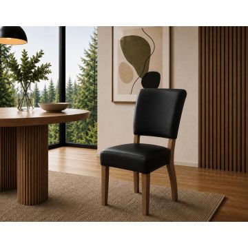 Lederstuhl Nora Bezug Black Gestell Eiche massiv bassano