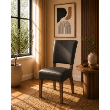 Lederstuhl Nora Bezug Graphite Gestell Eiche massiv bassano