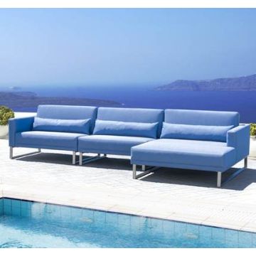 Garten Loungesofa Sierra mit Chaiselongue Silvertex wetterfest