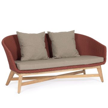 Outdoor Lounge Gartensofa wetterfest Geflecht scarlett rot Coachella