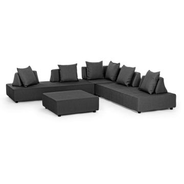 Loungeset wetterfest Piper anthrazit 4 teilig mit Kissen Outdoor Gartenlounge