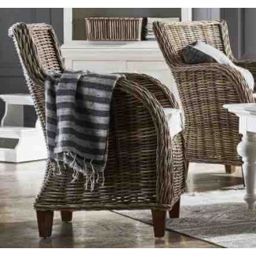 Rattansessel Baron 2 Stück mit Kissen Kubu Rattan natural grey