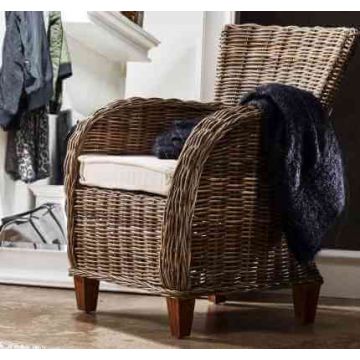 Rattansessel Baroness 2 Stück mit Kissen Kubu Rattan natural grey