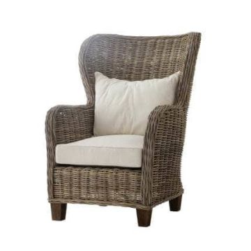 Rattansessel King Wingchair Rattan handgeflochten mit Kissen