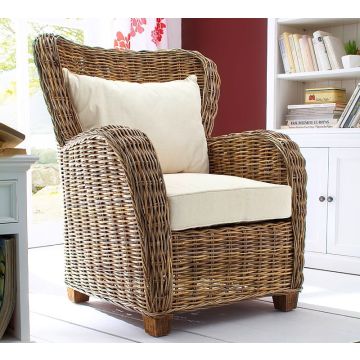 Rattansessel QUEEN Landhausstil Kubu grau