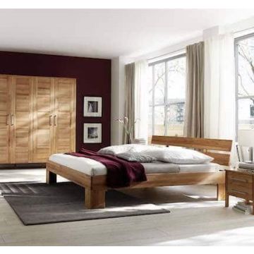 Schlafzimmer Kernbuche massiv Set Zen mit Bett in 160x200 cm