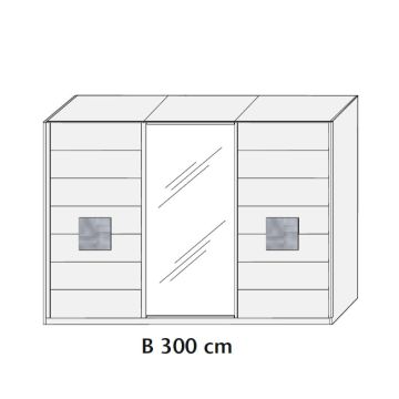 Schwebetürenschrank Massivholz Wildeiche bianco 3 türig 1 Spiegeltür Passepartout