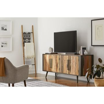 Sideboard Nordic 200x45 cm recycelt Bootsholz Metallrahmen