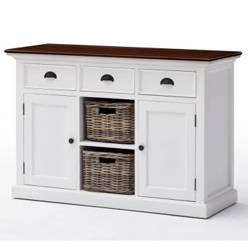 Sideboard Shabby Chic weiß Halifax Accent mit 2 Körben