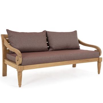 Teak Outdoor Sofa Gartensofa wetterfest Karuba Polster Wine