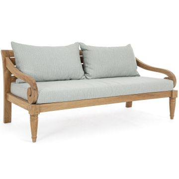 Teak Outdoor Sofa Gartensofa wetterfest Karuba Polster Aqua