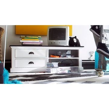TV-Kommode Landhaus modern weiß schwarz Halifax Contrast 120 cm