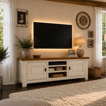 TV-Tisch Eiche massiv Ariege Ivory