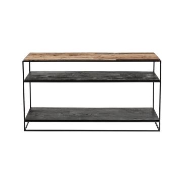 TV Konsole Rustika 140x50 cm recyceltes Bootsholz Metall schwarz