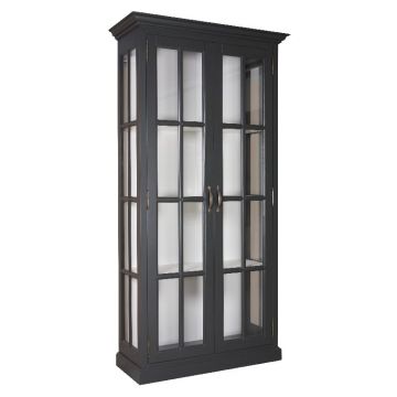 Vitrine Landhausstil grau York Glas vintage graphite 2 Türen York