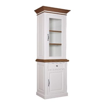 Vitrine Landhausstil York Shabby chic Oak 2x1 Tür 1 Schublade rechts