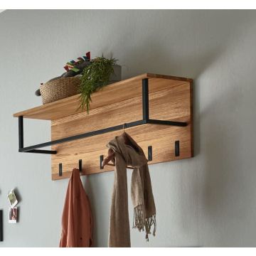 Walk in Wandgarderobe Eiche massiv 6 Haken Breite 90cm andere Holzarten wählen