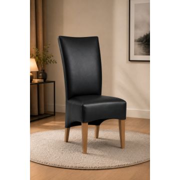 Lederstuhl King gepolstert Black Gestell Eiche Bassano