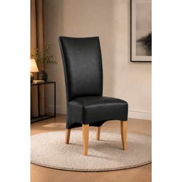 Lederstuhl King gepolstert Black Gestell Eiche Gold