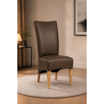 Lederstuhl King gepolstert Chocolate Gestell Eiche Gold