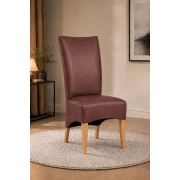 Lederstuhl King gepolstert Cognac Gestell Eiche Gold