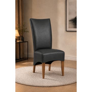 Lederstuhl King gepolstert Ebony Gestell Eiche Bassano