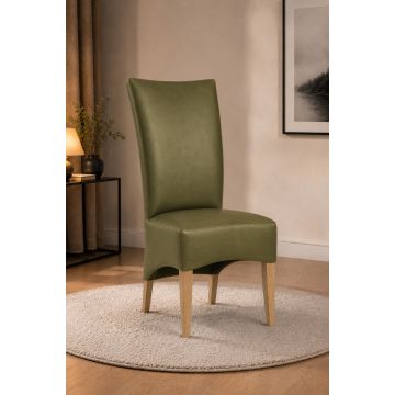 Lederstuhl King gepolstert Moss Gestell Eiche Gold
