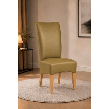 Lederstuhl King gepolstert Olive Gestell Eiche Gold