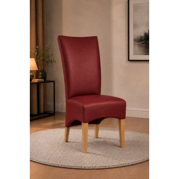 Lederstuhl King gepolstert Rouge Gestell Eiche Gold