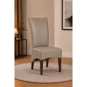 Lederstuhl King gepolstert Taupe Gestell Eiche Carbon