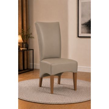 Lederstuhl King gepolstert Taupe Gestell Eiche Bassano