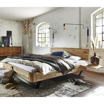 Wildeiche Bett 180x200 cm Stahlkufen Easy Sleep