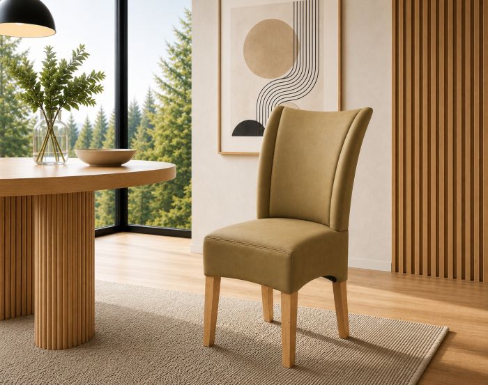Lederstuhl Lombardo Echt Leder Olive Gestellfarbe Gold