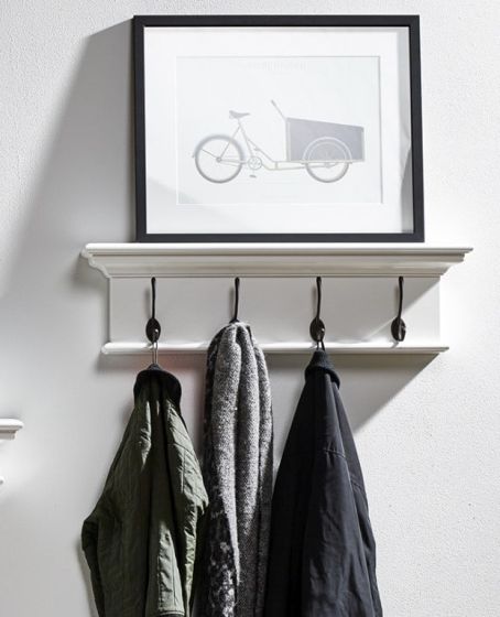 Garderobenbrett weiß antik Landhausstil Halifax 4 Haken D160