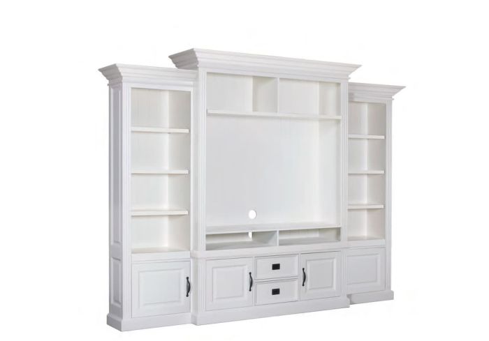 TV-Wand Landhausstil York Shabby chic mit 4 Türen 2 Schubladen