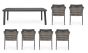 Garten Essgruppe grau 220x100 cm Aluminium Tisch u 6 Stühle mit Polster