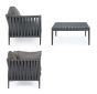 Garten Ecklounge wetterfest Aluminium Rafael Set mit Polster und Tisch grau