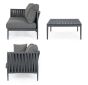 Garten Ecklounge wetterfest Aluminium Rafael Set mit Polster und Tisch grau