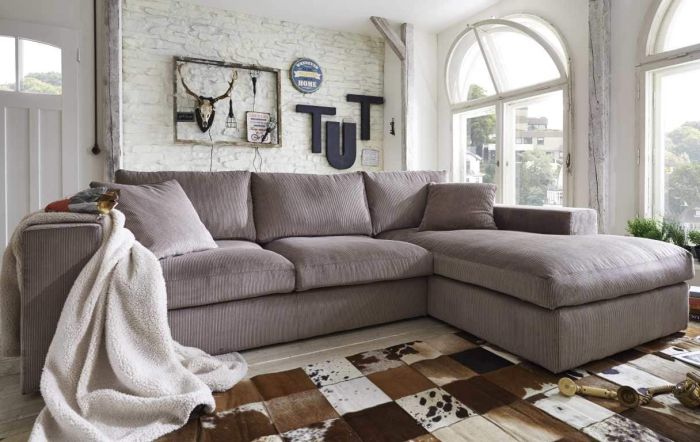 Ecksofa Linari Cordsamt Capri 16 Cappuccino