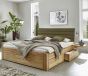 Bett Wildeiche sandgestrahlt Cord Kopfteil 180x200 cm mit Bettkasten