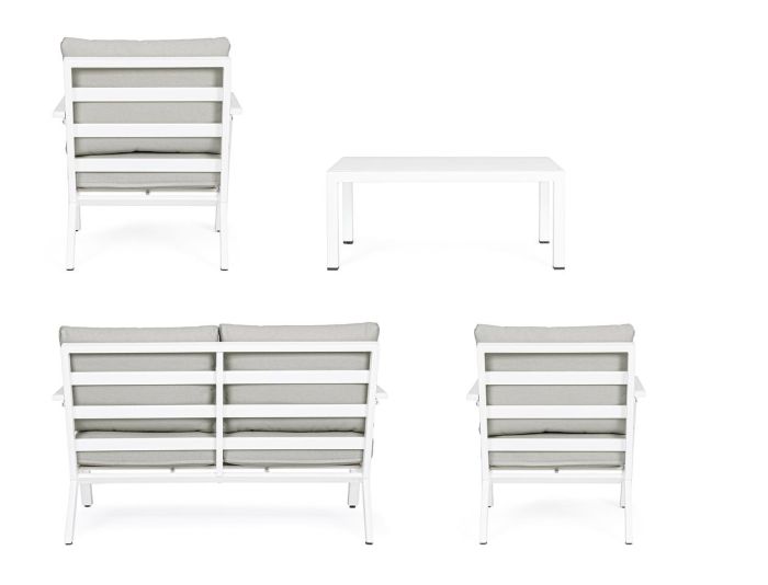 Gartenlounge Set wetterfest Aluminium weiß Harlem PickUpMöbel