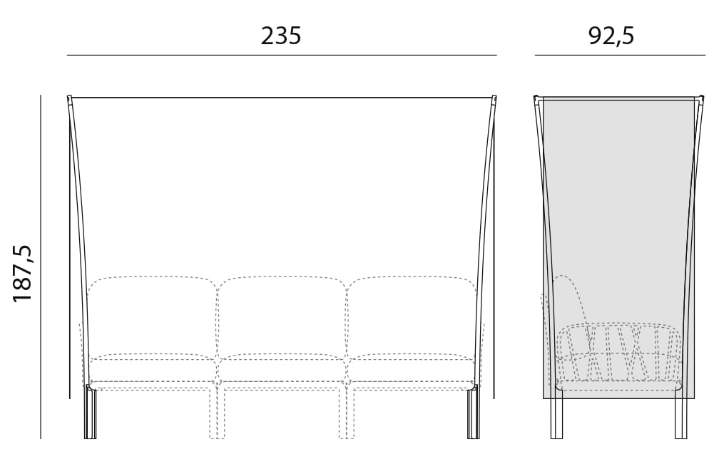 Komodo Himmel Sonnenschutz bianco für 3 Sitzer wetterfest von Nardi Outdoor