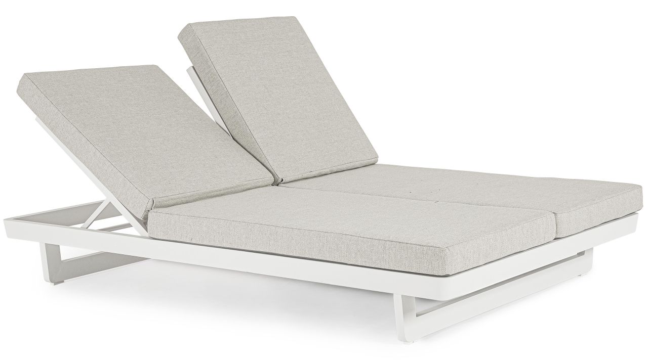 Doppel Sonnenliege rollbar Aluminium Infinity weiß 2 Personen