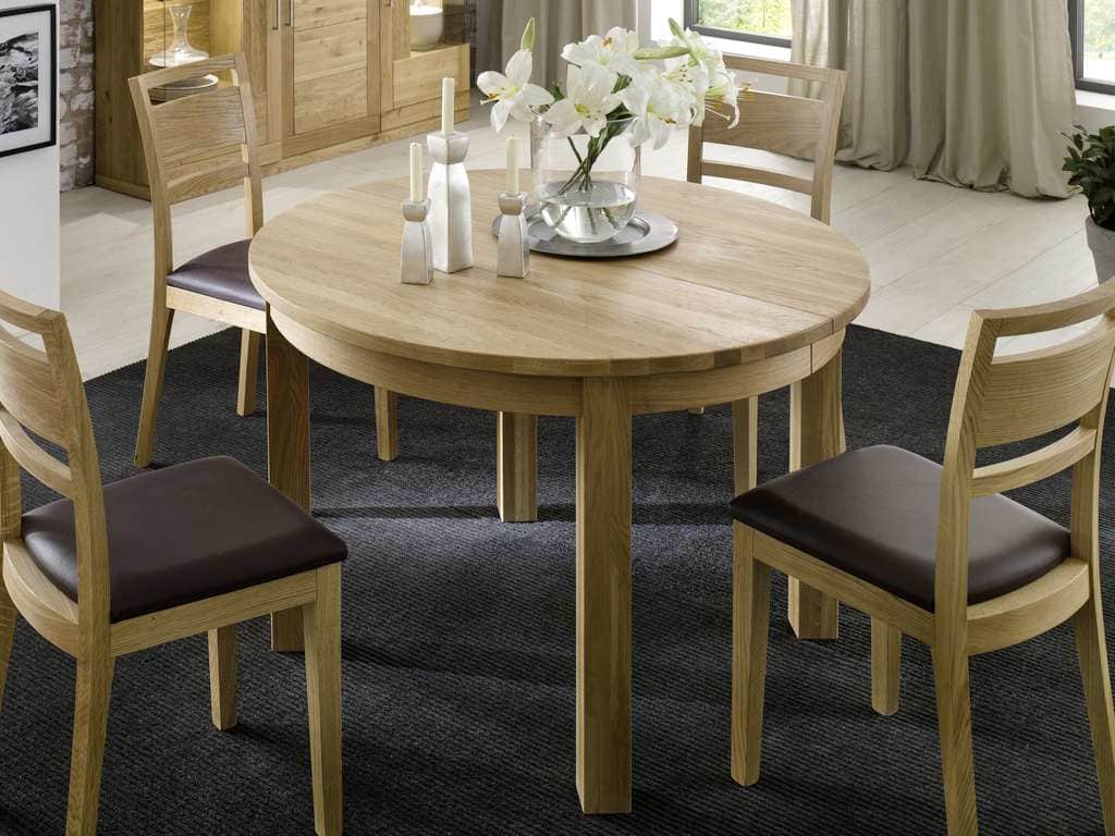Esstisch rund ausziehbar 120 cm Eiche massiv Julie
