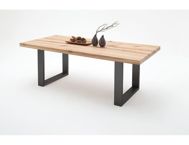 Esstisch / Design Massivholztisch Eiche 200x100cm Castello Edelstahl Gestell