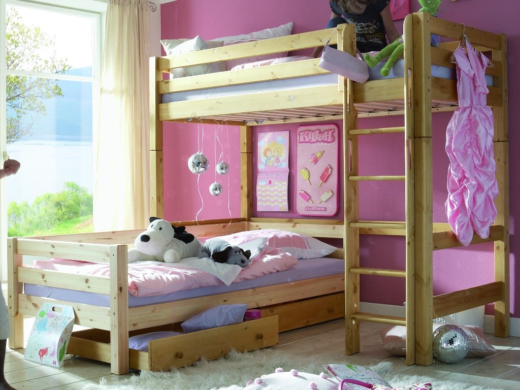 Etagenbett Kiefer massiv L-Form Infanskids