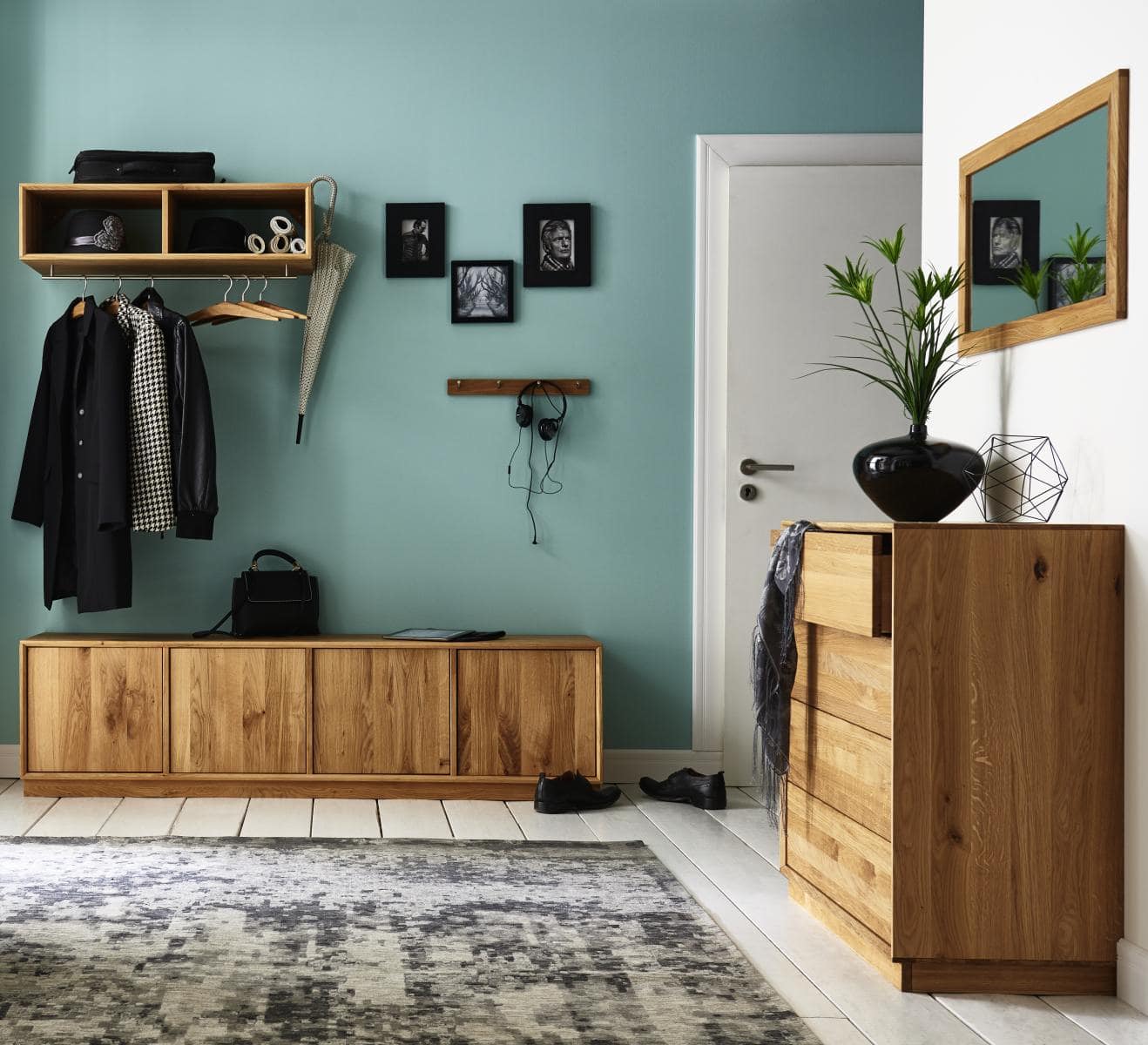 Garderobe Eiche Massivholz Cube iT komplett