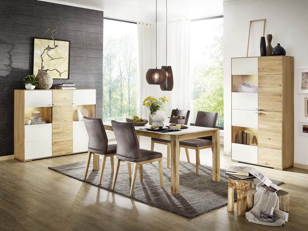 Esstisch Glas Holz Kernbuche massiv ausziehbar Linda